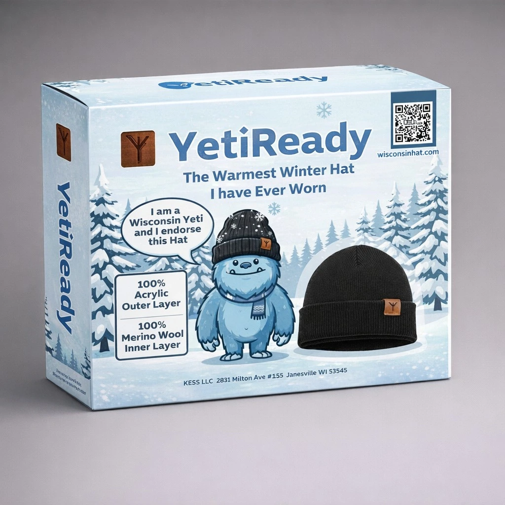 Temperature inside YetiReady hat vs outside Wisconsin winter